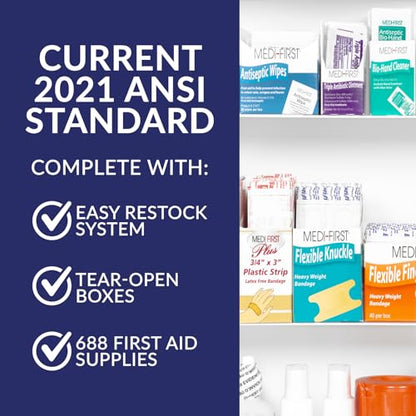 MFASCO Workplace First Aid Kit 4 Shelf Metal Cabinet with Medications - size: 4 Shelf, style: W/ Medications