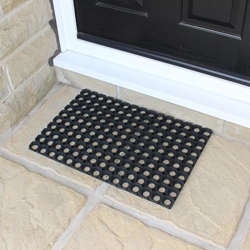 Heavy-Duty Interlocking Rubber Floor Mat, 16"x 24", Shock-Absorbing, Black - size: 24"L x 16"W x 0.6"Th
