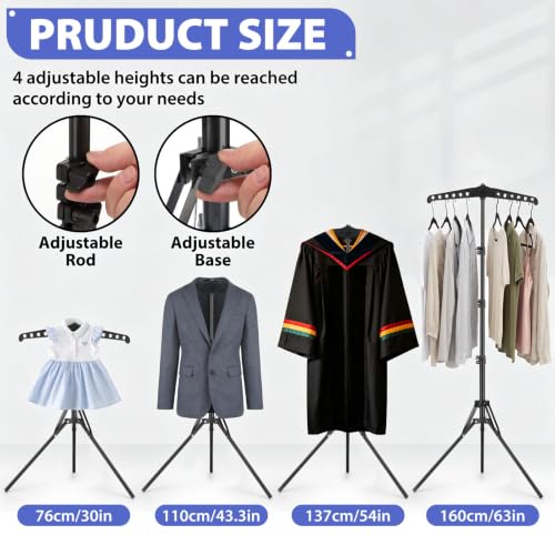 Cap and Gown Display Stand, Adjustable Shirt Display Stand - color: Glossy Black