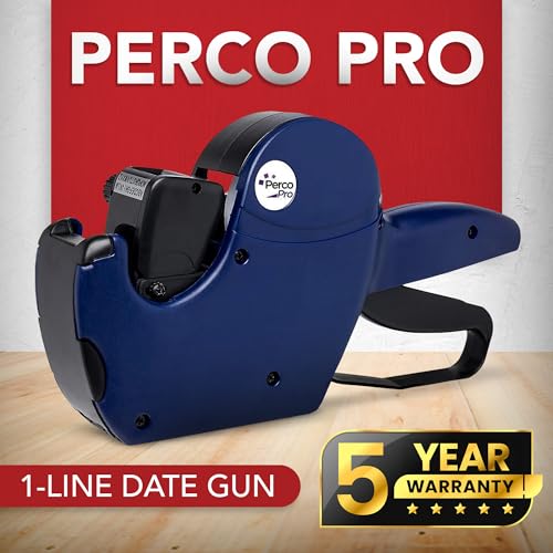 Perco Pro 1 Line Date Label Gun Kit, Includes 8 Digits Date Gun Labeler, 10,000 Plain White Labels, and Preloaded Inker - style: 1 Line Date Gun Kit
