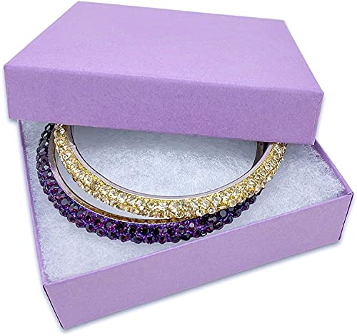 RJ Displays 6 Pack Cotton Filled Purple Color Cardboard Jewelry Necklace Earring Bangle Anklet Pendant Bracelets Watch Gift and Retail Boxes Size 3 1/2" x 3 1/2" x 1" Inch (Purple) - color: Purple