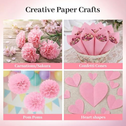 Koogel 330 Sheets Pink Tissue Paper, 14 X 10 inches - color: Pink