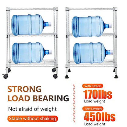 BestOffice | 3-Tier Wire Shelf with Wheels | 23" x 13" x 31" | Chrome - color: Chrome, size: 23"D x 13"W x 31"H