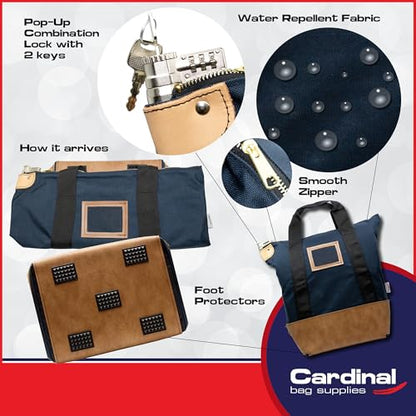Locking Heavy Duty Courier Bag, 18x18x8 inch - color: Navy Blue