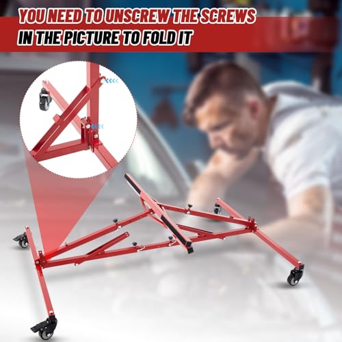 Aurelema Large Folding Pick up Bed Dolly Truck Bed Stand Auto Body Dolly that Holds up to 600 Lbs Red Automotive Body Cart Truck Lifter