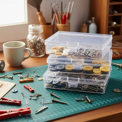 Goodma 8 Pieces Rectangular Clear Plastic Organizer Box, 135 x 80 x 30 mm - size: 135 x 80 x 30 mm