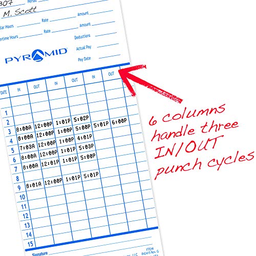 Pyramid Time Systems - Authentic Time Cards (42415PK3) - 300 Cards - size: 300 pk