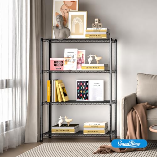 Guan River 4-Shelf Adjustable Metal Wire Shelving,Black,36"L x 14"W x 54"H - color: Black, size: 36"L x 14"W x 54"H
