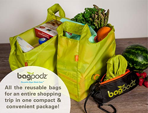 Reusable Grocery Bags, Foldable Shopping Bags in Pod, 10 Pack - color: Green - 10 Bags