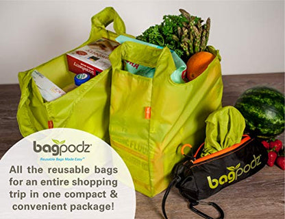 Reusable Grocery Bags, Foldable Shopping Bags in Pod, 10 Pack - color: Green - 10 Bags