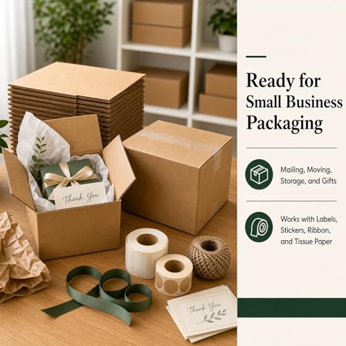 8x8x6 Brown Kraft Shipping Boxes for Small Business, 20 Pack - size: 8x8x6 Inch