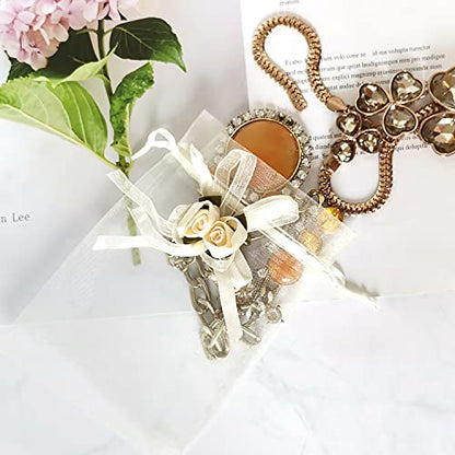 SumDirect Rose Organza Gift Bags - 50Pcs 4x6 inch Yellow Wedding Favor Gift Bags, Jewelry Pouches with Drawstring for Party Wedding Christmas Valentine - color: Yellow