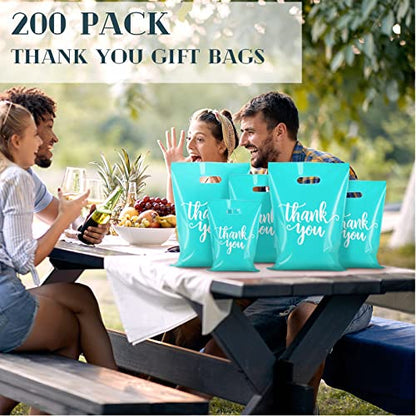 Eersida 200 Pcs Thank You Bags for Small Business, Turquoise - color: Turquoise