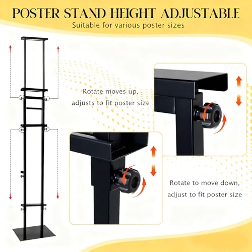 2 Pack Heavy Duty Adjustable Pedestal Sign Holder, 83" Poster Stand(Black) - color: Black