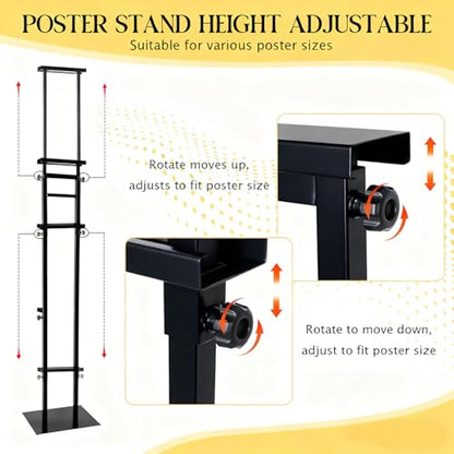 2 Pack Heavy Duty Adjustable Pedestal Sign Holder, 83" Poster Stand(Black) - color: Black