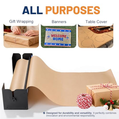 Perkhomy 36 Inch Paper Roll Dispenser and Cutter - Heavy-Duty Wall Mountable, Non Slip Tabletop - Kraft, Freezer, Butcher Paper - Up to 300ft Rolls (Black, 36 Inch)