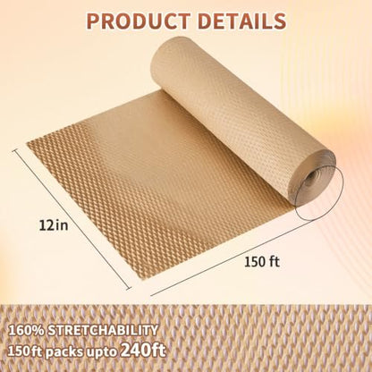Packbabol Honeycomb Packing Paper 12 inch x 150ft Bubble Cushioning Wrap - size: 12IN x 150FT