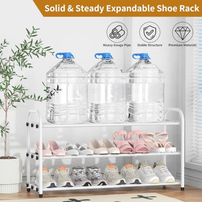 Hleelomi 2-Tier Metal Expandable Shoe Rack for Closet and Entryway, White - color: White, size: 2-Tier