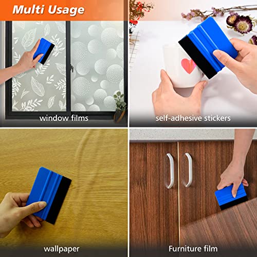 NEWISHTOOL 100 PCS Felt Squeegee for Vinyl, PPF Tint Wrap Application Tool - color: Blue