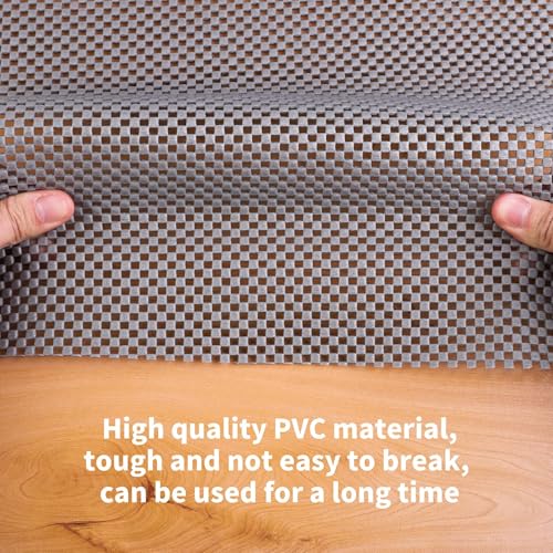Ruisita Non-Slip Mat Area Rug Pad Anti Slip Gripper Roll Rubber Matting Waterproof Floor Mat PVC Shelf Drawer Liner for Home, Office, Cars, Caravans (Gray, 30 x 200 cm) - size: 12" x 6'7" (Rectangular)
