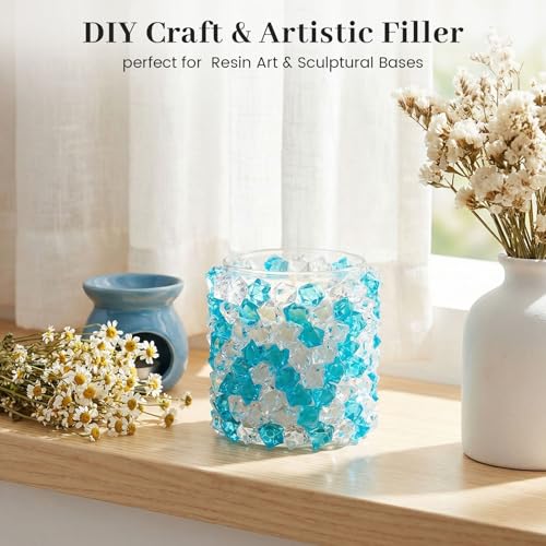 DOMESTAR Mixed Blue and Clear Fake Ice, 150 PCS Acrylic Crystal Vase Filler - color: Mixed Blue