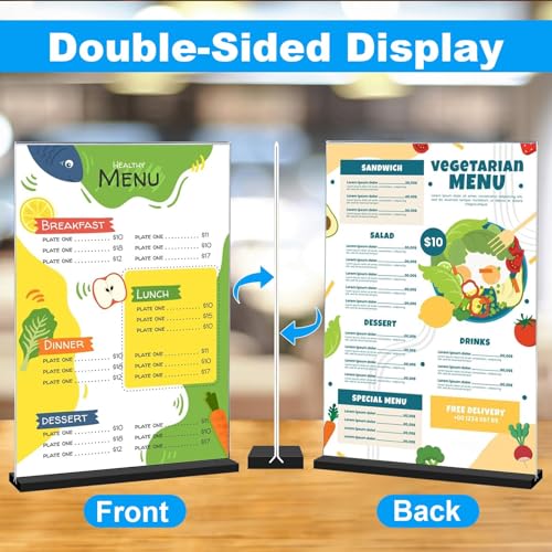 EHWINE 12 Pack Acrylic Sign Holder 8.5 x 11, Double-Sided Stand up Table Top Sign Holders, Clear Acrylic Picture Frame Menu Flyer Paper Holder Display Stand for Office Business Store Wedding Party(Black Base) - size: 12 Pack 8.5x11 Inch (Black Base)