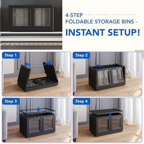 FLEXIMOUNTS 304 QT Stackable Plastic Storage Bins With Lids, Black - color: Black, size: 76 Qt-4 Pack