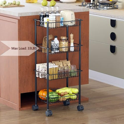 AWTATOS 4-Tier Rolling Cart, Storage Cart with Removable Baskets