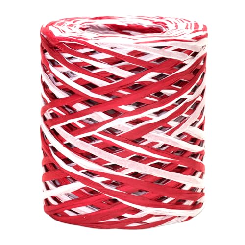 G2PLUS 525Ft Christmas Raffia Ribbon, 2 Color Packing Paper String - color: Red White, size: 525 Ft