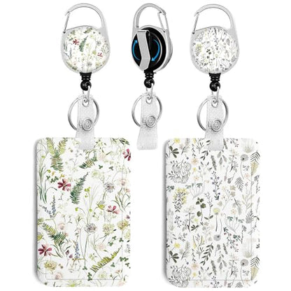 2 Pack Flowers ID Badge Holder with Clip Badge Reels - color: 2 Pack-flowers 10