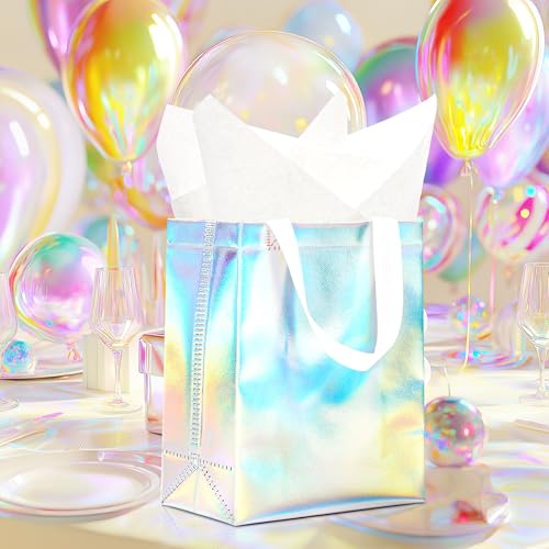 KeerxunBag Gift Bags Set (12-piece) includes inner liner paper - color: holographic
