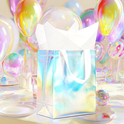 KeerxunBag Gift Bags Set (12-piece) includes inner liner paper - color: holographic
