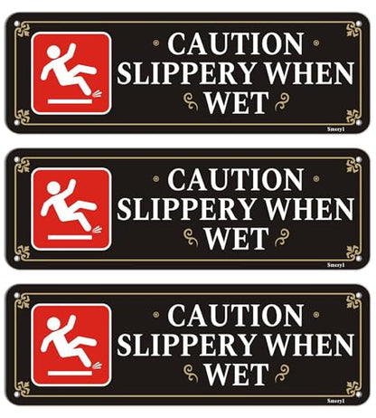Caution Slippery When Wet Signs With Self-Adhesive Backing