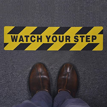 ONTWIE 6 Pack Watch Your Step Sticker, 6in x 24in Watch Your Step Sign - size: 6" x 24" / 6 pieces