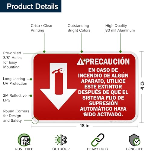 PrecautionIn Case Of Appliance Fire Use This Extinguisher Only Sign, 12x18 Inches, 3M EGP Reflective .063 Aluminum, Fade Resistant, Made in USA by My Sign Center - size: 12x18 Reflective Aluminum