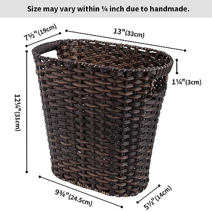 GRANNY SAYS Office Trash Can, Wicker Waste Basket for Bathroom, Dark Brown - color: Dark Brown, size: Rectangular - 13"L x 7½"W x 12¼"H