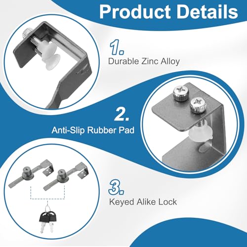 1.3" Luminous Sliding Glass Door Ratchet Lock Fit 0.79-1.18" Grey - color: Gray, size: 1.3"