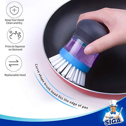 MR.SIGA Soap Dispensing Palm Brush Storage Set, 1 Pack, Navy/Blue
