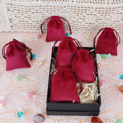 Tapleap 12Pcs Small Jewelry Bags, 2¾x 3½” Red Velvet Drawstring Pouch - color: Red, size: 2¾ x 3½in