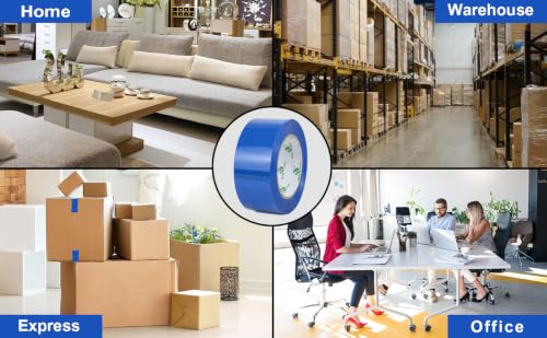 BOMEI PACK 6 Rolls 110 Yards Roll, Total 660 Yards Blue Packing Tape, Heavy Duty Shipping Tape for Packaging Moving Sealing, 2.52 mil Thick, 1.88 inches Wide - color: Blue