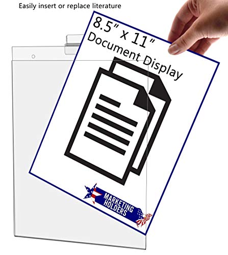 Marketing Holders 6 Pack Slatwall Sign Holder 8.5" w x 11" h Sleeve Clear Acrylic Ad Frame Sign Holder Display Vertical Literature Holder Advertisement Notice Hours Warnings Flyer