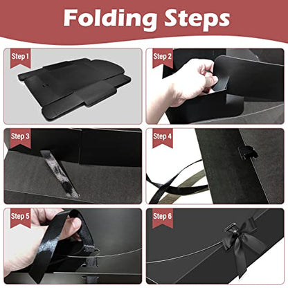 BoShahai 10 PCS Black Gift Boxes with Lids 10.6x7.8x3.1 Inch Proposal Box - color: Black, size: 10.6x7.8x3.1 Inch