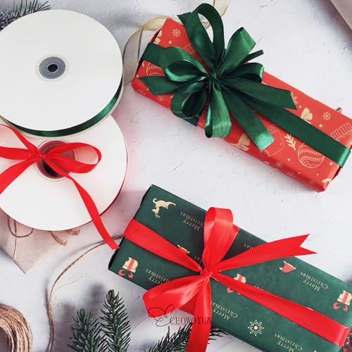 7/8in Polyester Red Satin Ribbon 100Yds Wedding Craft Gift Wrap - color: Red, size: 100Yards