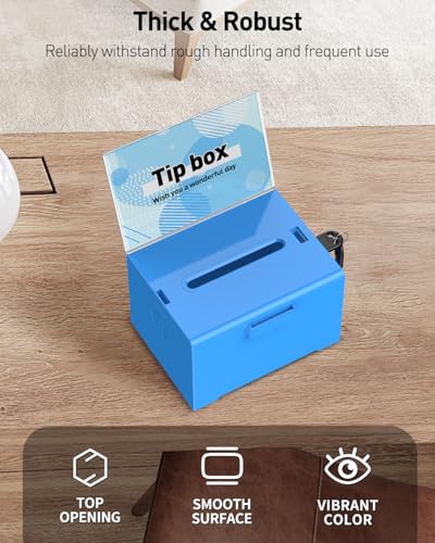 Uniclife 6.2"x 5" x 4" Blue Acrylic Donation Box with Lock and Slot - color: Blue, size: 1 Pack