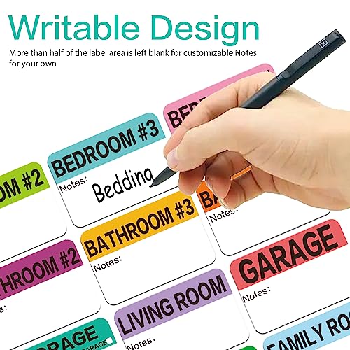 Moving Packing Box Labels for 3-4 Bedroom, 20-Color Coded Moving Stickers