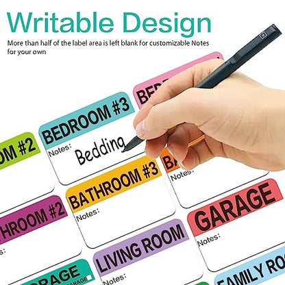 Moving Packing Box Labels for 3-4 Bedroom, 20-Color Coded Moving Stickers