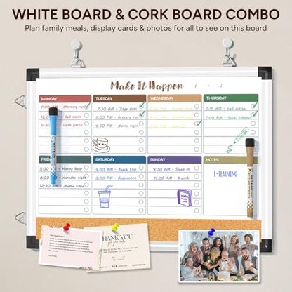 Marsrock Weekly Dry Erase Board, 17"x13", Double Sided, Colorful - color: Multicolor