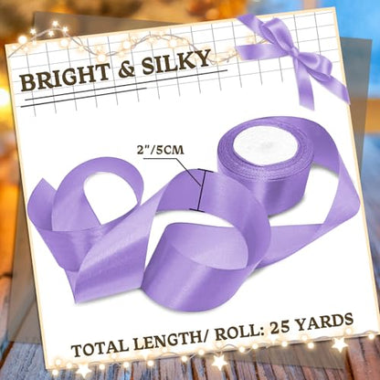 Luomorgo 2 Inch Satin Ribbon, 25 Yards, Purple - color: Purple, size: 2 inch x 25 yards
