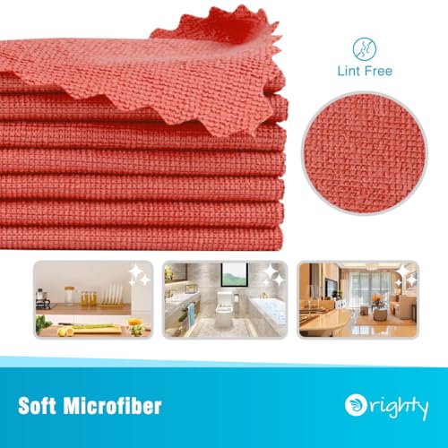 Orighty Microfiber Cleaning Cloth 5 Pack, Red Cleaning Rags 12x11 inch - color: Red, size: 5 Pack