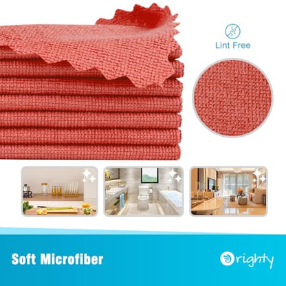 Orighty Microfiber Cleaning Cloth 5 Pack, Red Cleaning Rags 12x11 inch - color: Red, size: 5 Pack